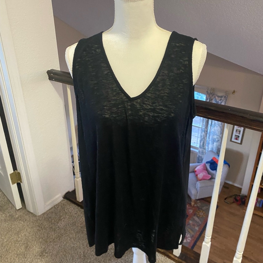Gibson Black Tank Top with Deep V-Neck and Relaxed Fit